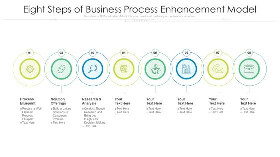 Eight Steps Of Business Process Enhancement Model Ppt PowerPoint Presentation Icon Layouts PDF