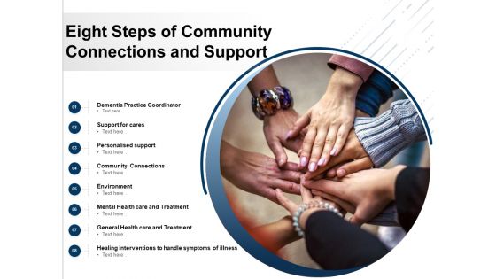 Eight Steps Of Community Connections And Support Ppt PowerPoint Presentation Inspiration Shapes PDF