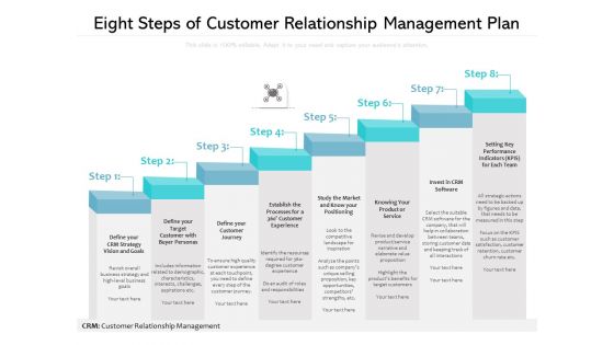 Eight Steps Of Customer Relationship Management Plan Ppt PowerPoint Presentation Inspiration Outfit PDF