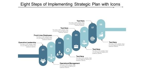 Eight Steps Of Implementing Strategic Plan With Icons Ppt Powerpoint Presentation Summary Graphic Images