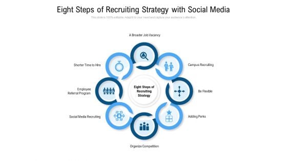 Eight Steps Of Recruiting Strategy With Social Media Ppt PowerPoint Presentation Gallery Designs Download