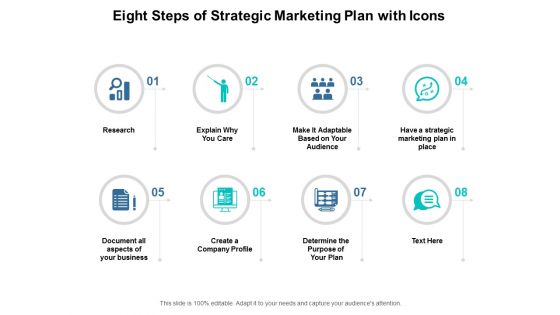 Eight Steps Of Strategic Marketing Plan With Icons Ppt Powerpoint Presentation Ideas Background Images