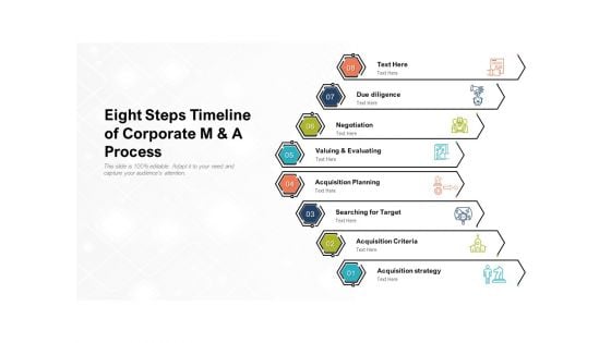 Eight Steps Timeline Of Corporate M And A Process Ppt PowerPoint Presentation File Diagrams PDF