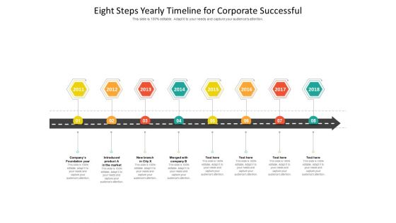 Eight Steps Yearly Timeline For Corporate Successful Ppt PowerPoint Presentation Icon Deck PDF