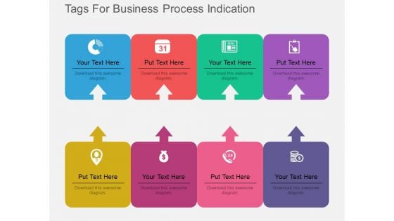 Eight Tags For Business Process Indication Powerpoint Template