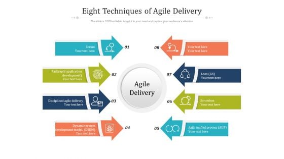 Eight Techniques Of Agile Delivery Ppt PowerPoint Presentation Pictures Mockup PDF