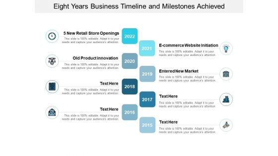 Eight Years Business Timeline And Milestones Achieved Ppt Powerpoint Presentation Pictures Background Images