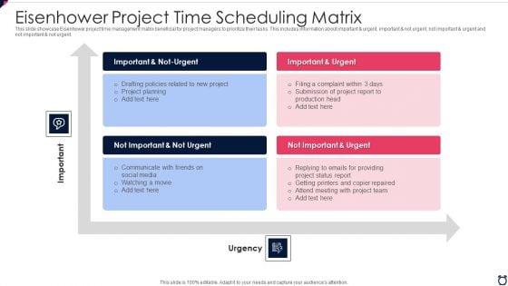 Eisenhower Project Time Scheduling Matrix Slides PDF