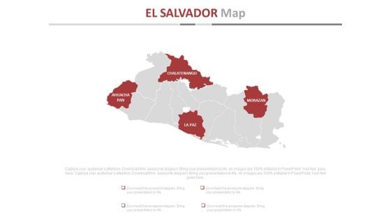 El Salvador Map Diagram With Four States Highlight Powerpoint Slides