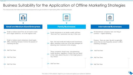 Elaborative Summary Of Different Offline Marketing Methods Business Suitability Mockup PDF