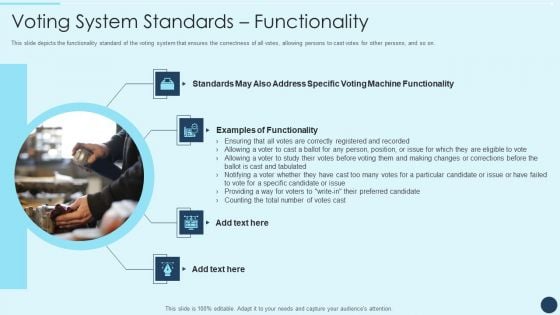 Electoral Mechanism IT Voting System Standards Functionality Ppt Ideas Background Images PDF