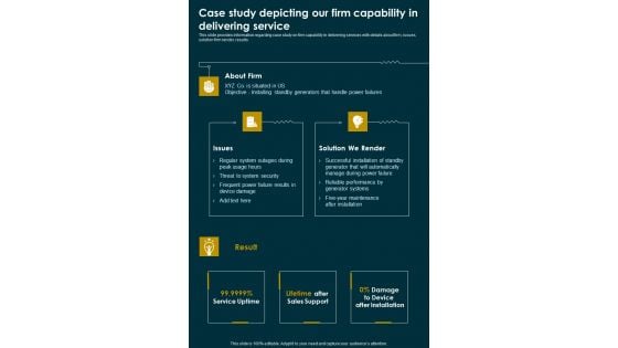 Electrical Fixtures Services Agreement Case Study Depicting Our Firm One Pager Sample Example Document