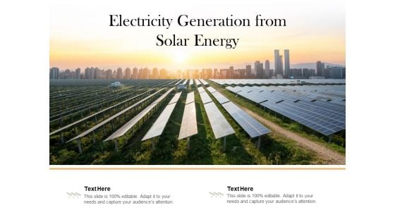 Electricity Generation From Solar Energy Ppt PowerPoint Presentation Slides Icons