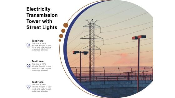 Electricity Transmission Tower With Street Lights Ppt PowerPoint Presentation Outline Pictures PDF