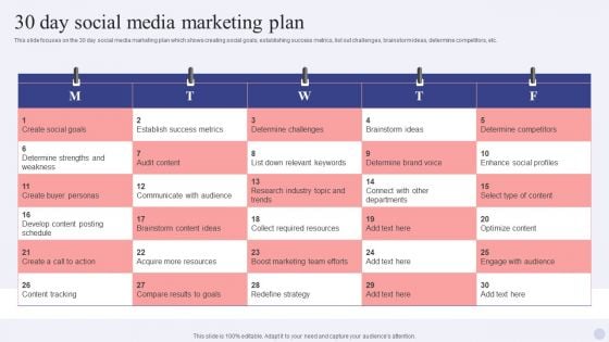 Electronic Commerce Systems 30 Day Social Media Marketing Plan Guidelines PDF