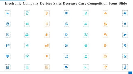 Electronic Company Devices Sales Decrease Case Competition Icons Slide Download PDF