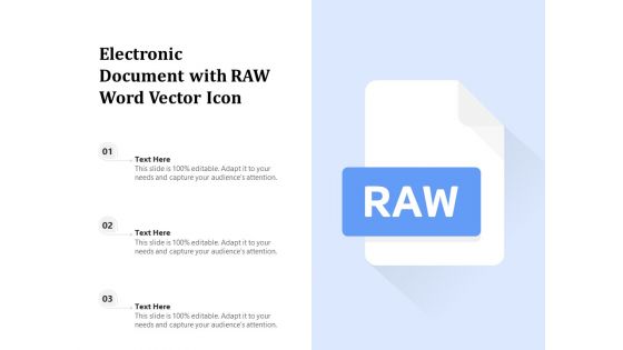 Electronic Document With RAW Word Vector Icon Ppt PowerPoint Presentation Ideas Information PDF