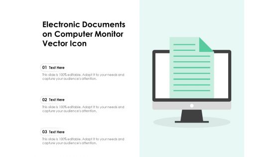 Electronic Documents On Computer Monitor Vector Icon Ppt PowerPoint Presentation Styles Display PDF