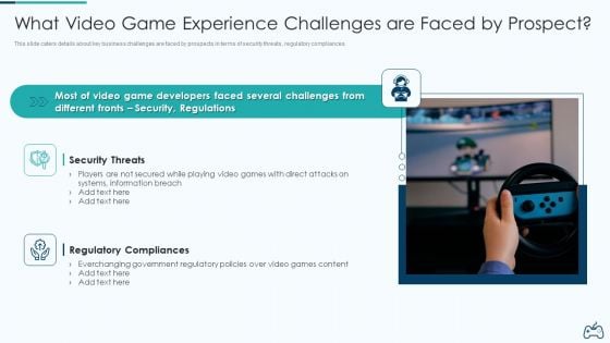 Electronic Game Pitch Deck What Video Game Experience Challenges Are Faced By Prospect Topics PDF