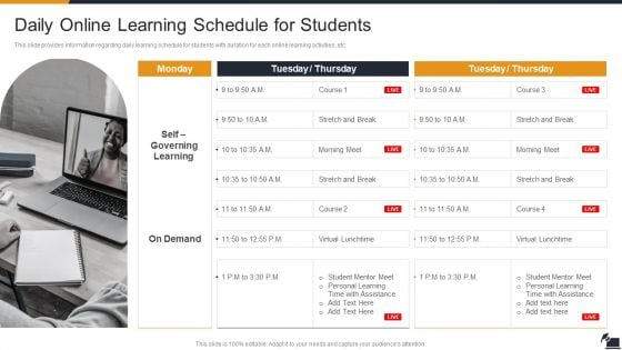 Electronic Learning Playbook Daily Online Learning Schedule For Students Diagrams PDF