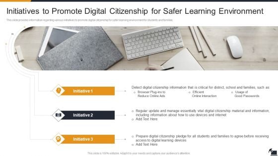 Electronic Learning Playbook Initiatives To Promote Digital Citizenship For Safer Learning Environment Summary PDF
