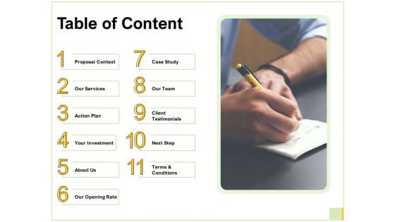 Electronic Mail Proposal Table Of Content Ppt Layouts Icon PDF