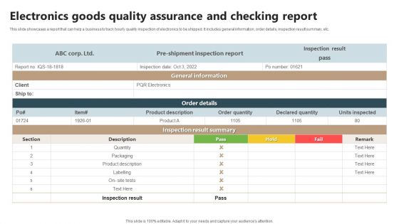 Electronics Goods Quality Assurance And Checking Report Introduction PDF