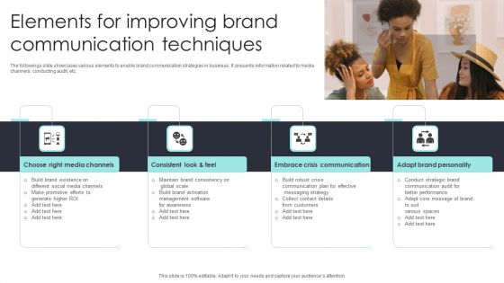 Elements For Improving Brand Communication Techniques Graphics PDF