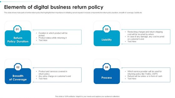 Elements Of Digital Business Return Policy Mockup PDF