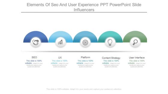 Elements Of Seo And User Experience Ppt Powerpoint Slide Influencers