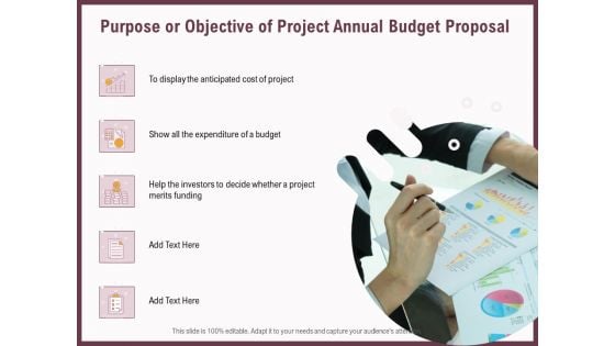 Elements Purpose Or Objective Of Project Annual Budget Proposal Ppt Infographics Objects PDF