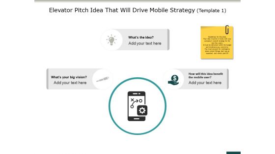 Elevator Pitch Idea That Will Drive Mobile Strategy Template Ppt PowerPoint Presentation Infographic Template Visual Aids