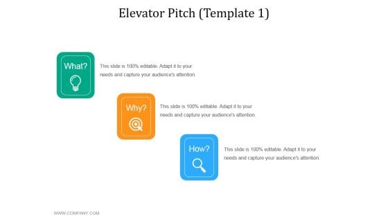 Elevator Pitch Template 1 Ppt PowerPoint Presentation Diagram Graph Charts