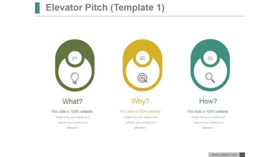 Elevator Pitch Template 1 Ppt PowerPoint Presentation Icon