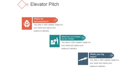 Elevator Pitch Template 1 Ppt PowerPoint Presentation Show Microsoft