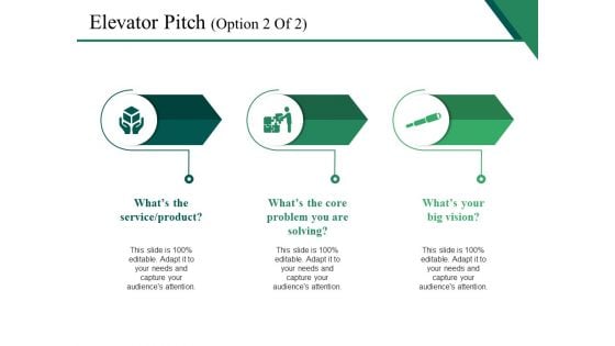 Elevator Pitch Template 2 Ppt PowerPoint Presentation Icon Structure