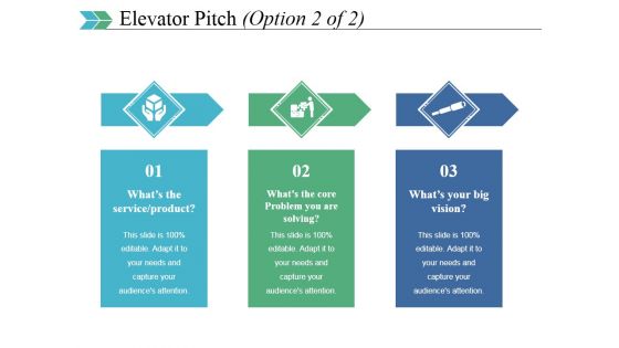 Elevator Pitch Template 2 Ppt PowerPoint Presentation Slides Vector