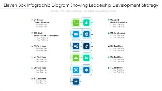 Eleven Box Infographic Diagram Showing Leadership Development Strategy Ppt PowerPoint Presentation File Outfit PDF