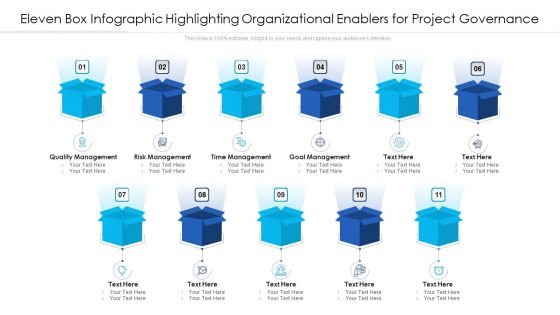 Eleven Box Infographic Highlighting Organizational Enablers For Project Governance Ppt PowerPoint Presentation Gallery Designs Download PDF