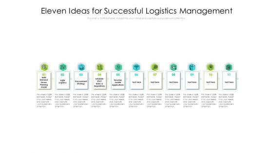 Eleven Ideas For Successful Logistics Management Ppt PowerPoint Presentation Summary Inspiration PDF