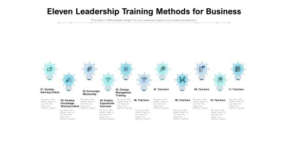 Eleven Leadership Training Methods For Business Ppt PowerPoint Presentation Model Skills PDF Eleven Leadership Training Methods For Business Ppt PowerPoint Presentation Model Skills PDF