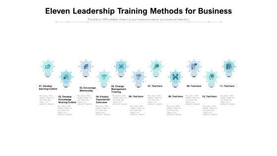 Eleven Leadership Training Methods For Business Ppt PowerPoint Presentation Model Skills PDF