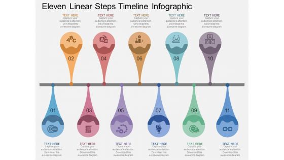 Eleven Linear Steps Timeline Infographic Powerpoint Template