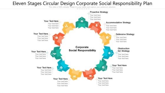 Eleven Stages Circular Design Corporate Social Responsibility Plan Ppt PowerPoint Presentation File Deck PDF