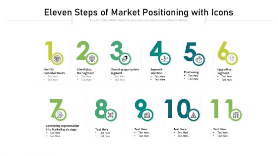 Eleven Steps Of Market Positioning With Icons Ppt PowerPoint Presentation Gallery Picture PDF