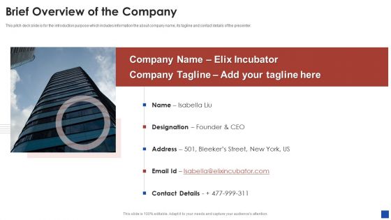 Elix Incubator Venture Capital Funding Brief Overview Of The Company Structure PDF Elix Incubator Venture Capital Funding Brief Overview Of The Company Structure PDF