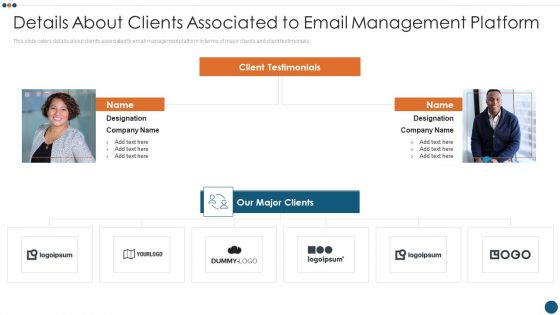 Email Administration Software Details About Clients Associated To Email Management Platform Brochure PDF