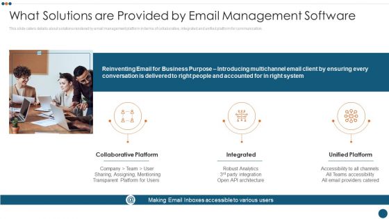 Email Administration Software What Solutions Are Provided By Email Management Software Infographics PDF