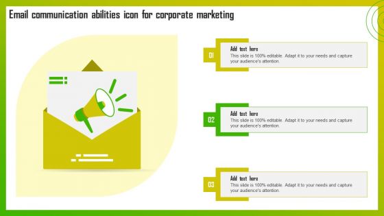 Email Communication Abilities Icon For Corporate Marketing Summary PDF