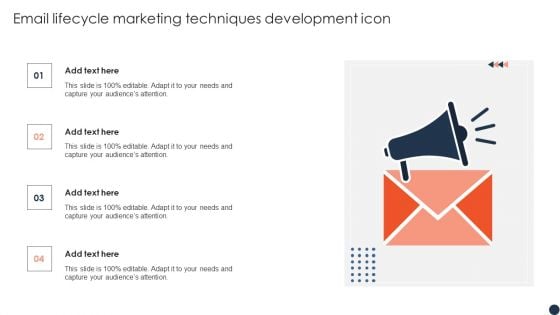 Email Lifecycle Marketing Techniques Development Icon Introduction PDF